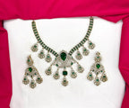 Premium Victorian finish features Green CZ stones floral design Necklace