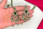 Premium Victorian finish features Green CZ stones floral design Necklace