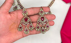 Premium Victorian finish features White CZ stones floral design Necklace