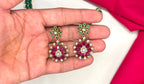 Premium Emerald Green Uncut Diamonds With Floral Design Short Necklace