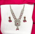 Victorian finishing mint Red stones and moissanite stones two layered Short Necklace