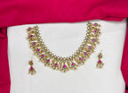 Matte finishing flower design with small white Pearls Short Necklace