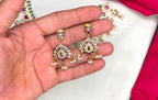 Jadau Rani pink With Kempu Stones drop flower Short Necklace