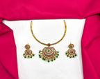 matte finishing floral design uncut diamonds green beads Kanti Necklace