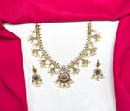 Matte finishing kempu stones with Rice pearls Short Neck;lace