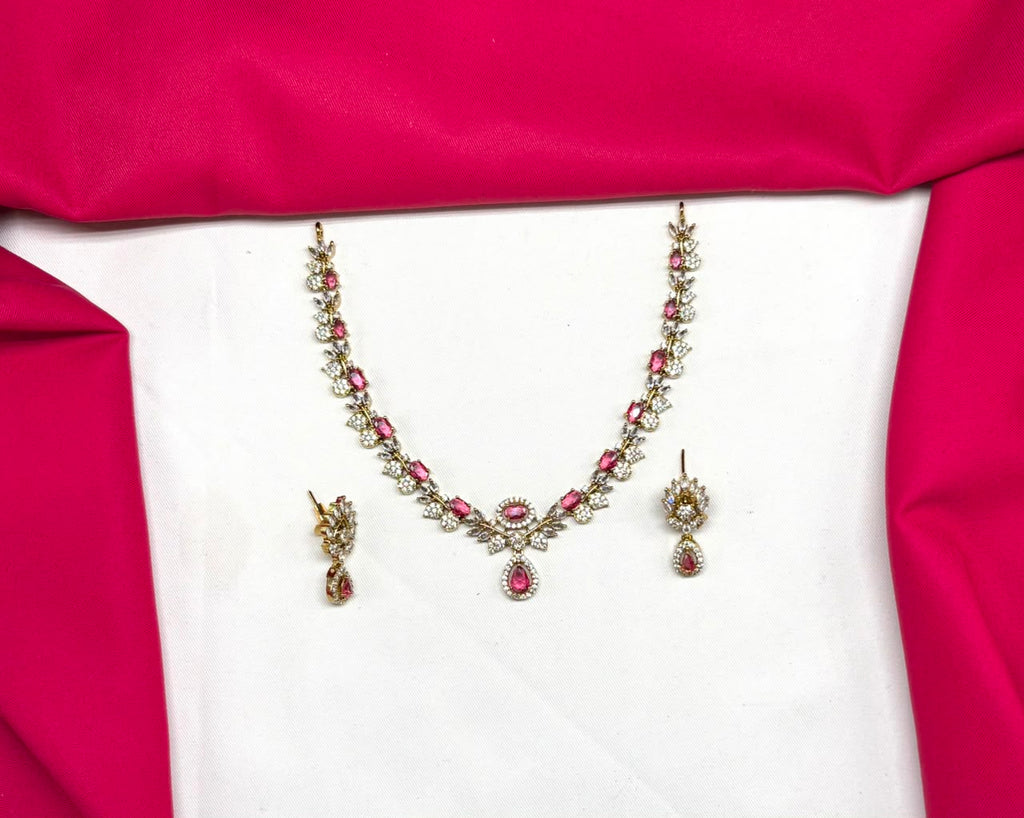 Victorian finishing American stones with Red stones Short Necklace