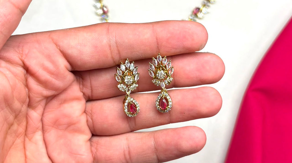 Victorian finishing American stones with Red stones Short Necklace