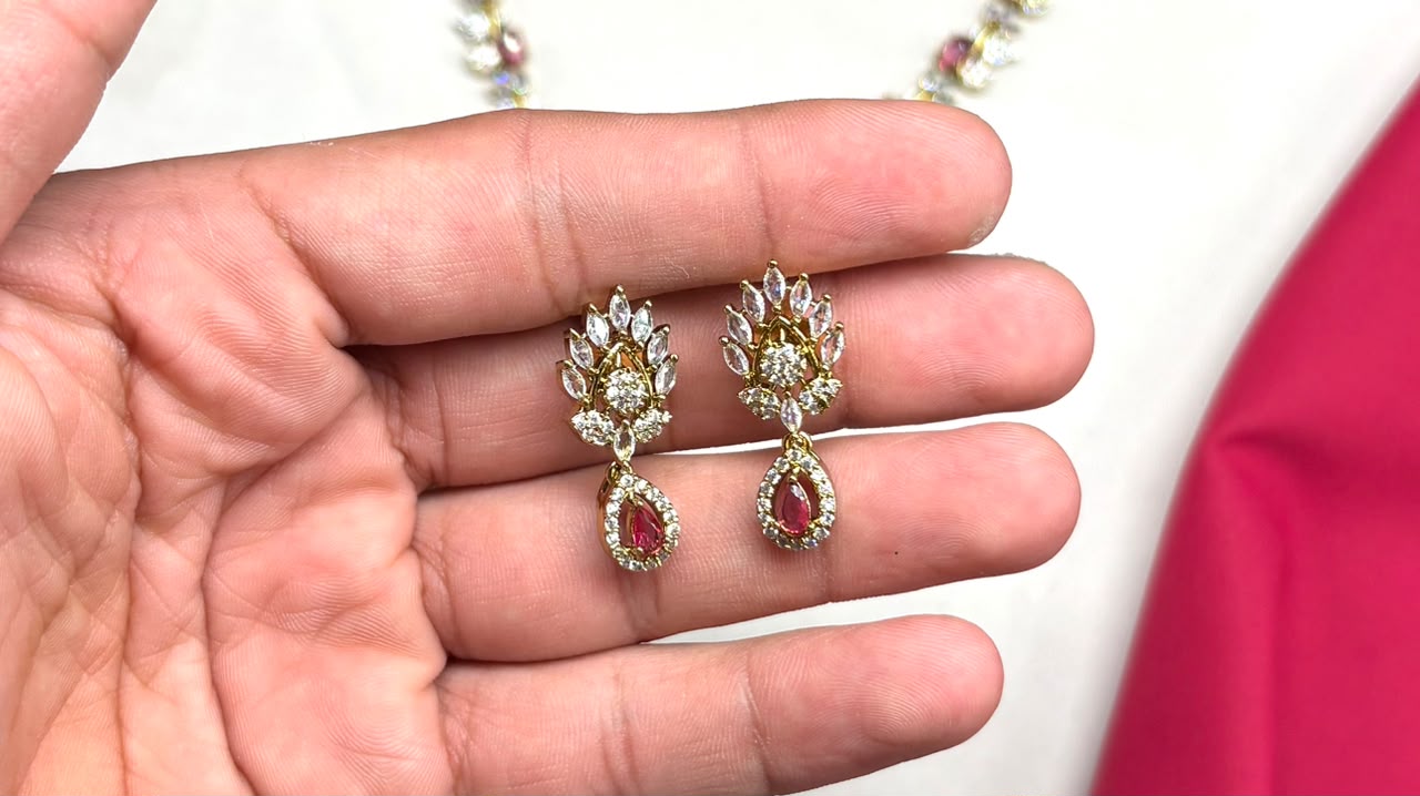 Victorian finishing American stones with Red stones Short Necklace