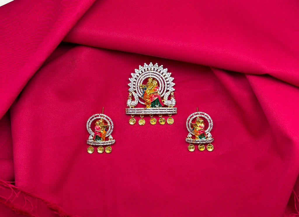 G.J Polishing Radha Krishna Design with written in gold coin Locket