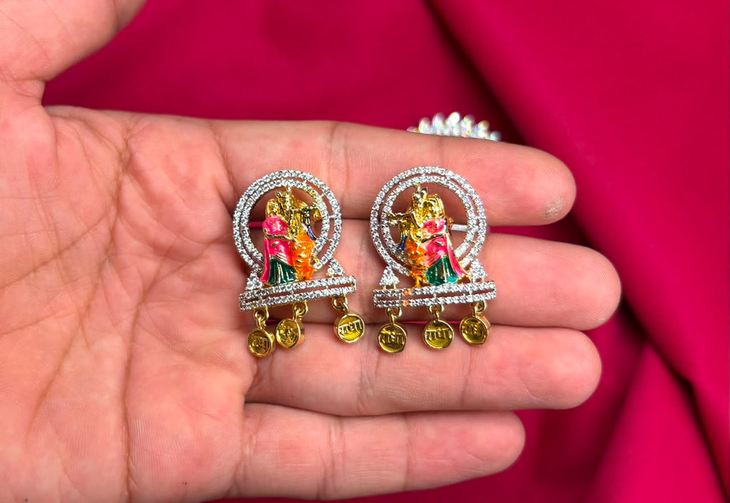 G.J Polishing Radha Krishna Design with written in gold coin Locket