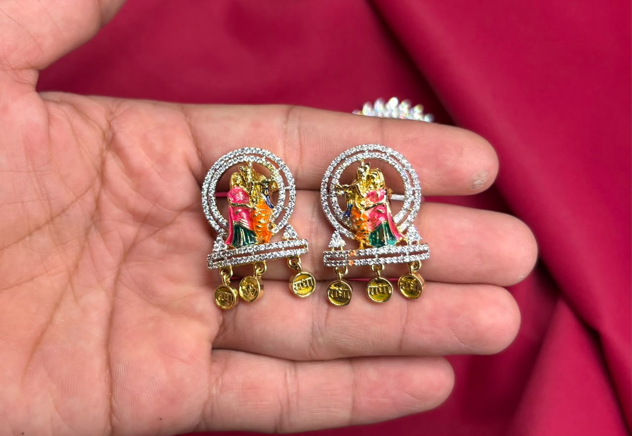 G.J Polishing Radha Krishna Design with written in gold coin Locket