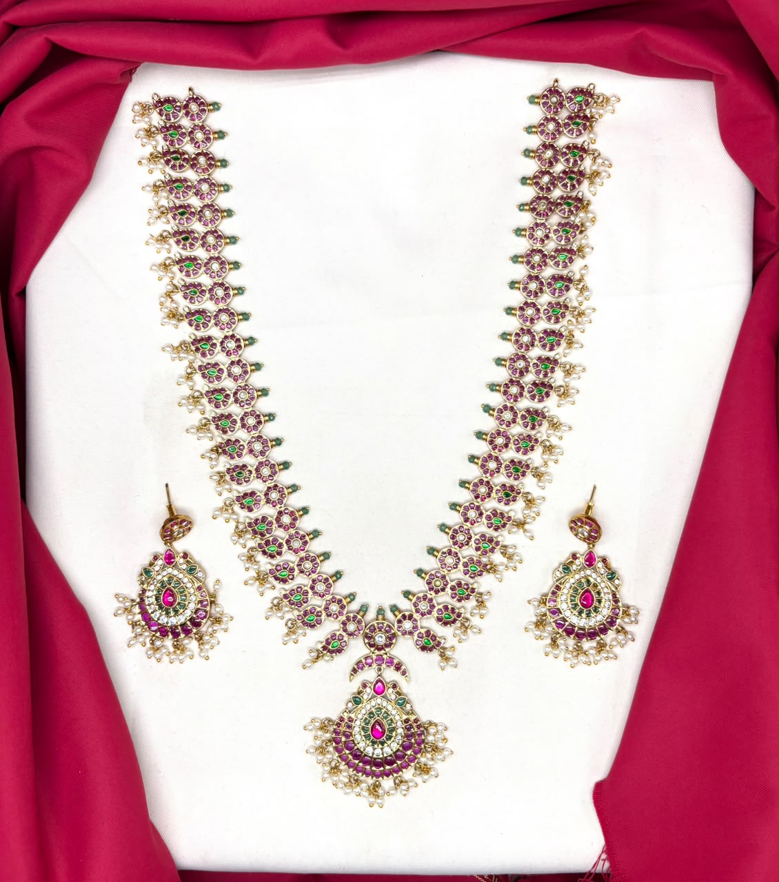 RAJKAMAL Jewellery Premium Jadau Kundan flower design long Necklace