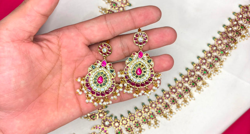 RAJKAMAL Jewellery Premium Jadau Kundan flower design long Necklace