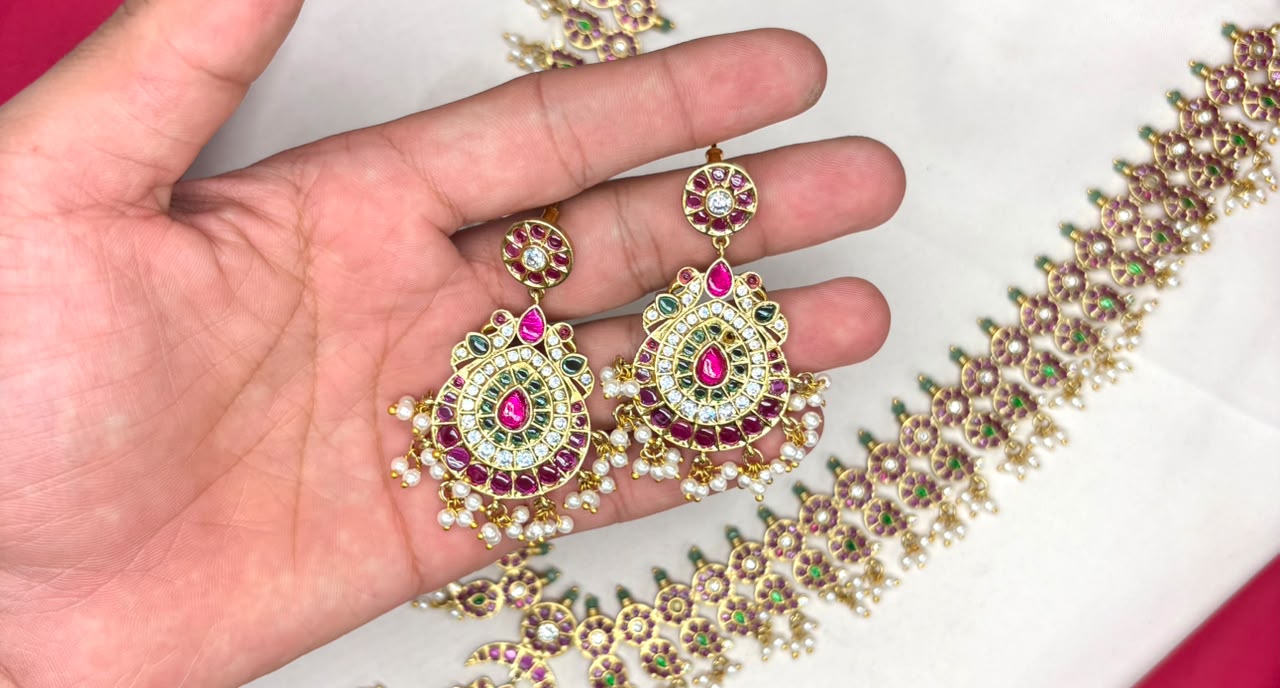 RAJKAMAL Jewellery Premium Jadau Kundan flower design long Necklace