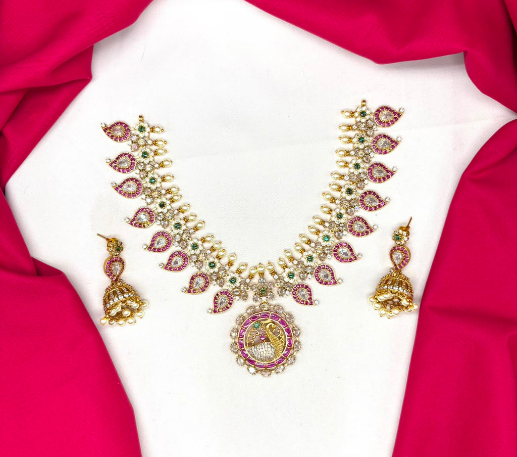 RAJKAMAL Jewellery Premium Jadau Kundan Peacock locket design Necklace