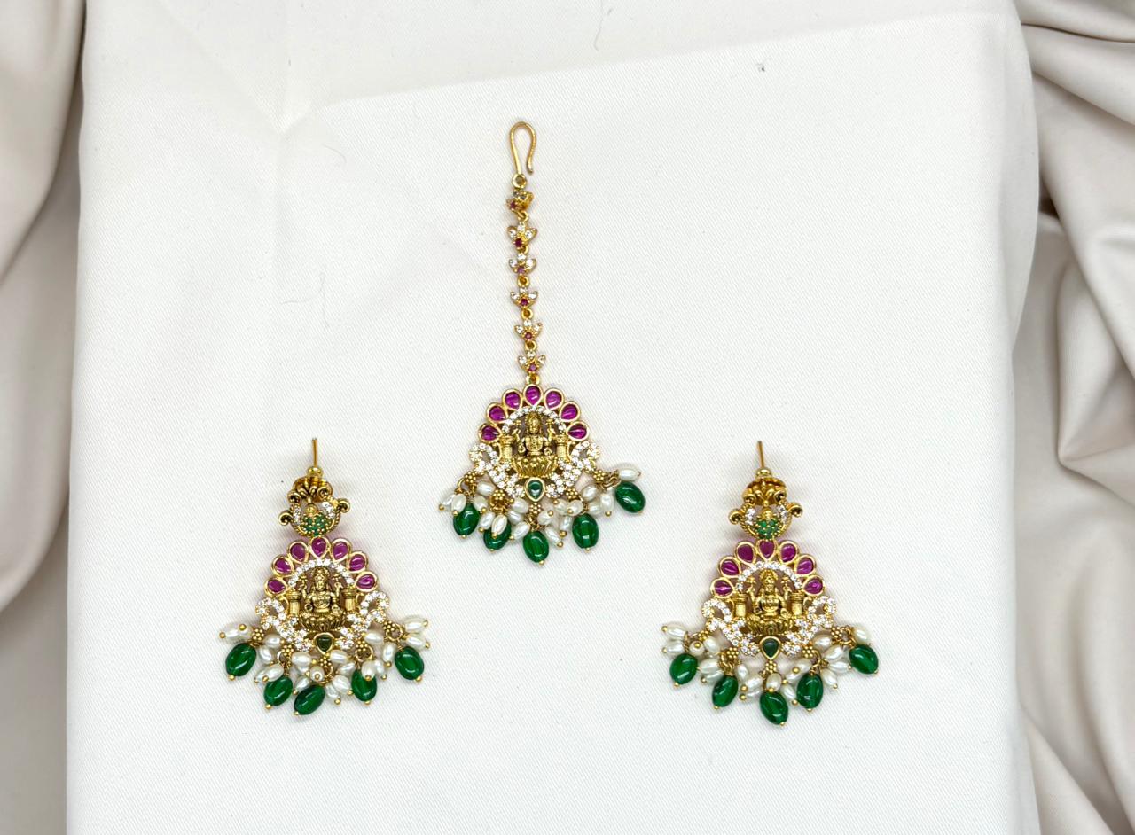 Matte finishing With Green Beads Combo-Set