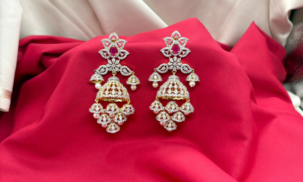 G.J polishing With Pink Stone Jhumka