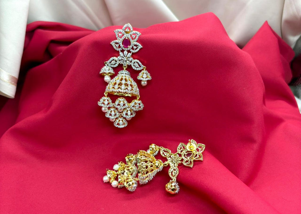 G.J polishing With Pink Stone Jhumka