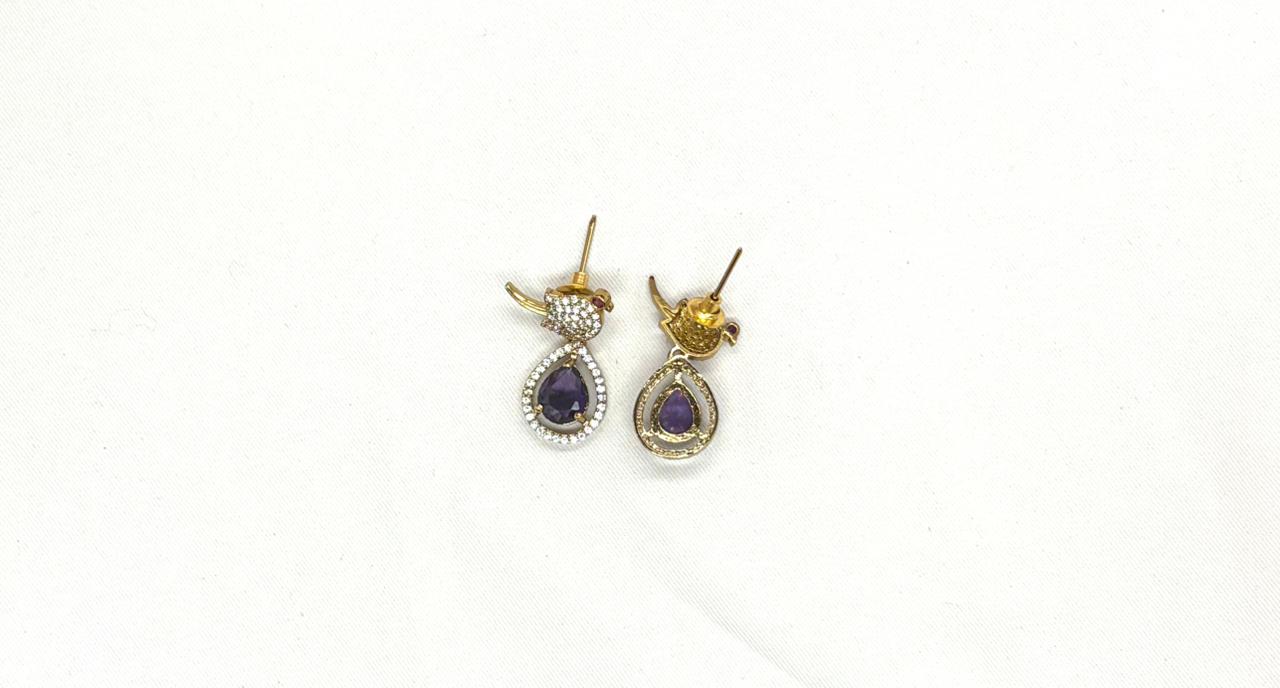 Victorian finishing Purple Stone Parrot Designed Kanti