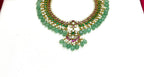 Jadau Kundan With Green Polki Stones beads Short Necklace