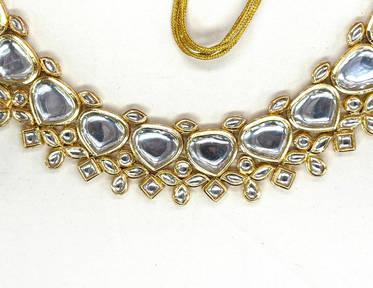 Gold-toned White Kundan Stone heavy Choker