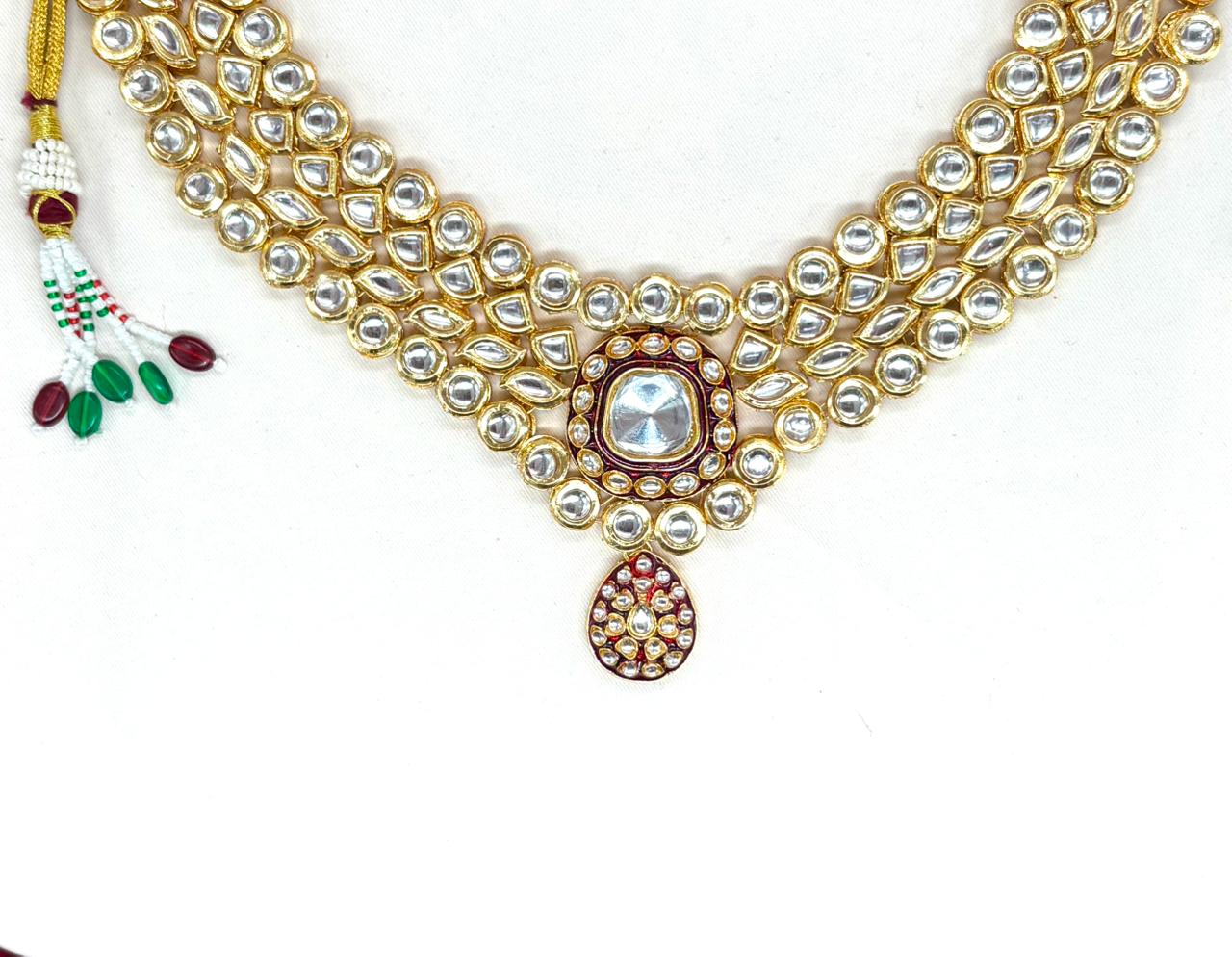 Gold-toned With maroon finish Kundan Stone heavy Choker