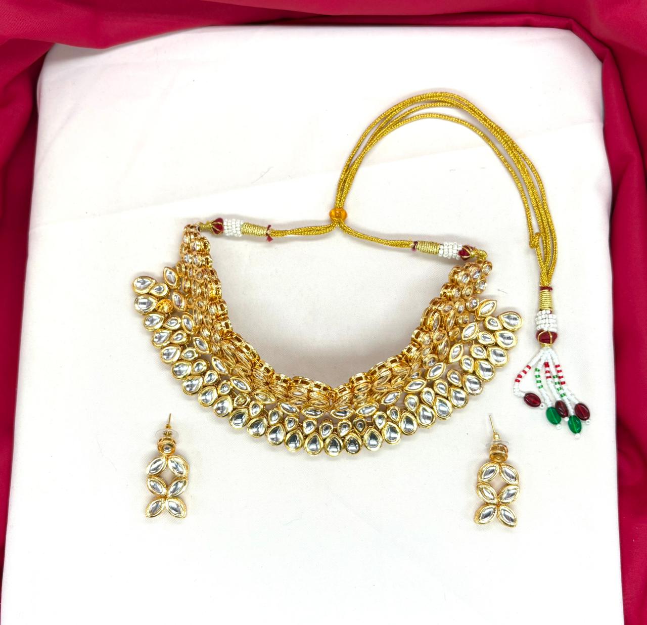 Gold-toned With flowered Kundan Stone heavy Choker