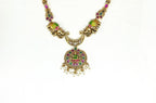 Meenakari Enamel Antique finish With lord Lakshmi  Short Necklace