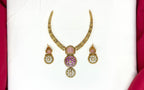 Gold-plated Baby-pink kempu Stone Short Kanti