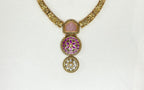 Gold-plated Baby-pink kempu Stone Short Kanti