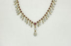 Rhodium-gold polish AD stones lightweight Short Necklace