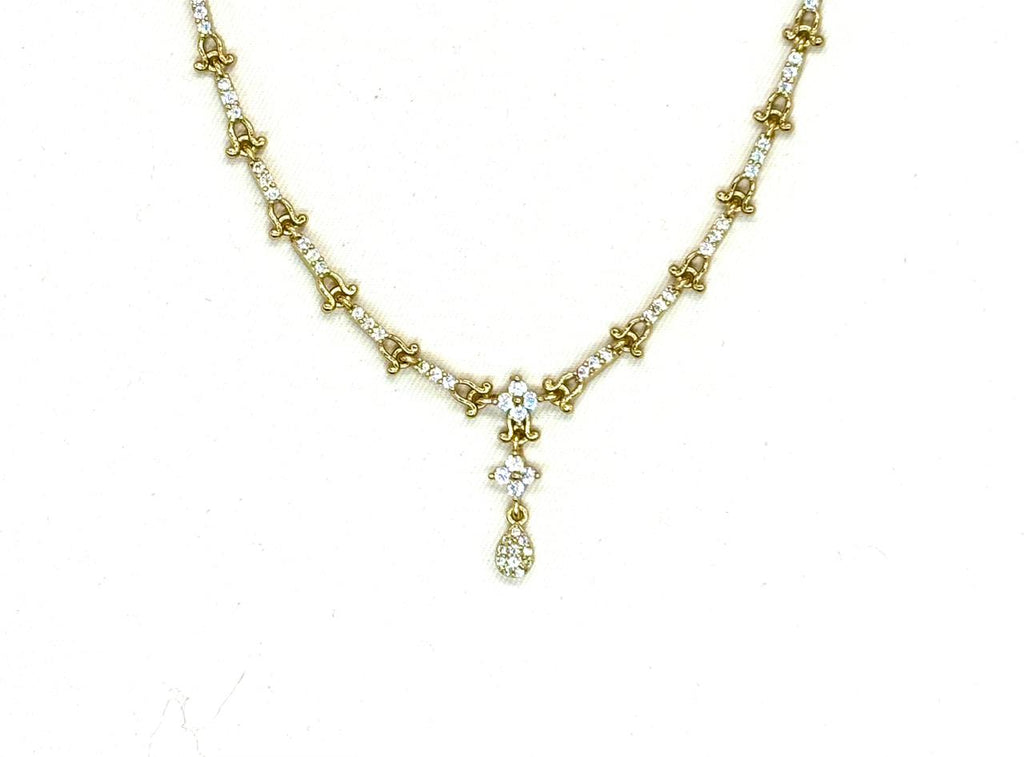Gold-plated contemporary style With AD & Lobster Clasp Short Necklace