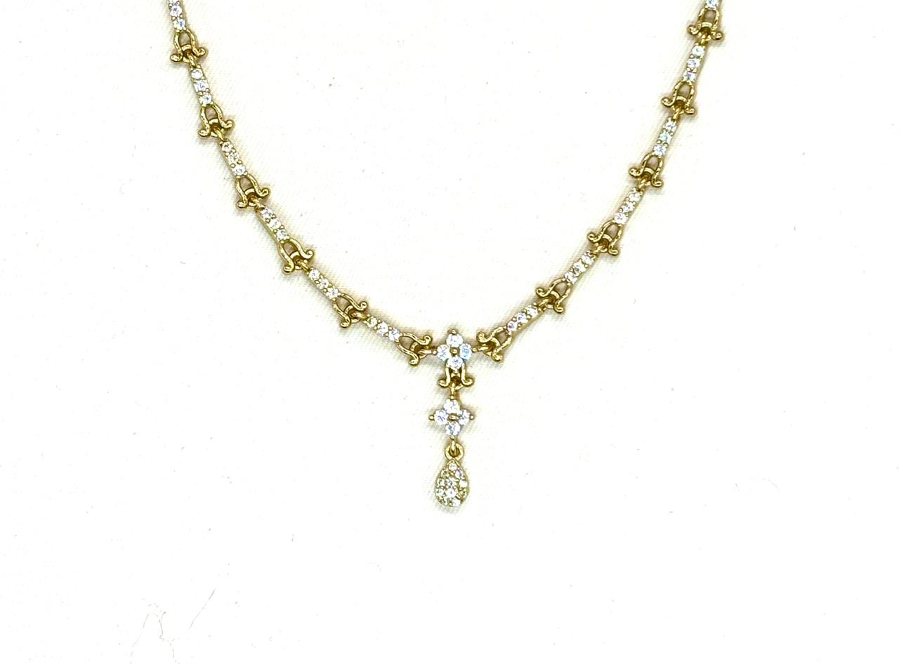 Gold-plated contemporary style With AD & Lobster Clasp Short Necklace