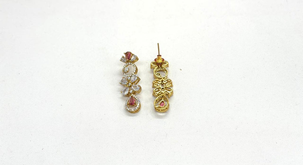Gold-plated American Diamond Red Stones Short Necklace