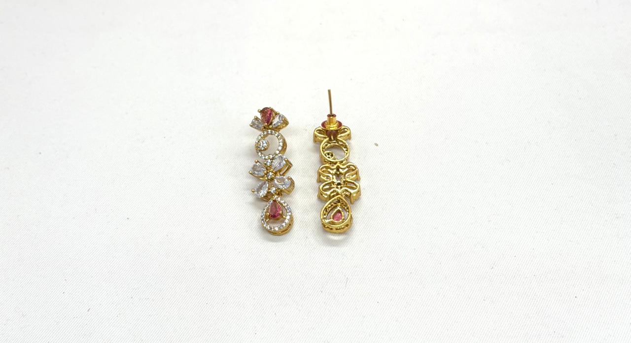 Gold-plated American Diamond Red Stones Short Necklace