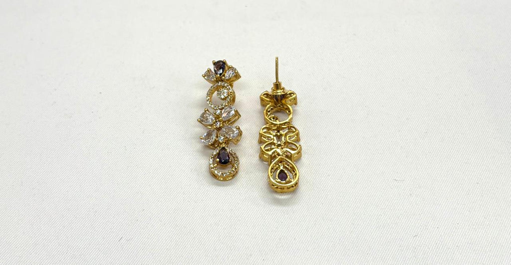 Gold-plated American Diamond Purple Stones Short Necklace