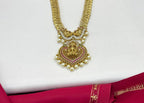 Matte finish lakshmi devi with pearls lomg haram