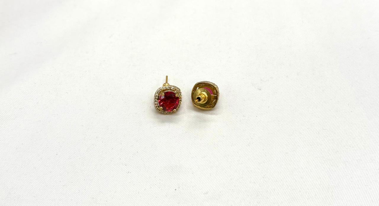 Matte finishing nanthadu with Red-stone necklace