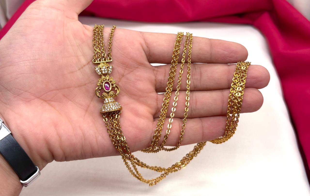 Matte finishing peacock designed with Ad stones Candra-Haram