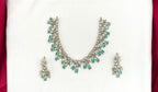 Mehndi finishing Leaf Designed Mint Green -Stones Short Necklace