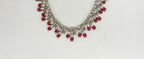 Mehndi finishing Leaf Designed  Red -Stones Short Necklace