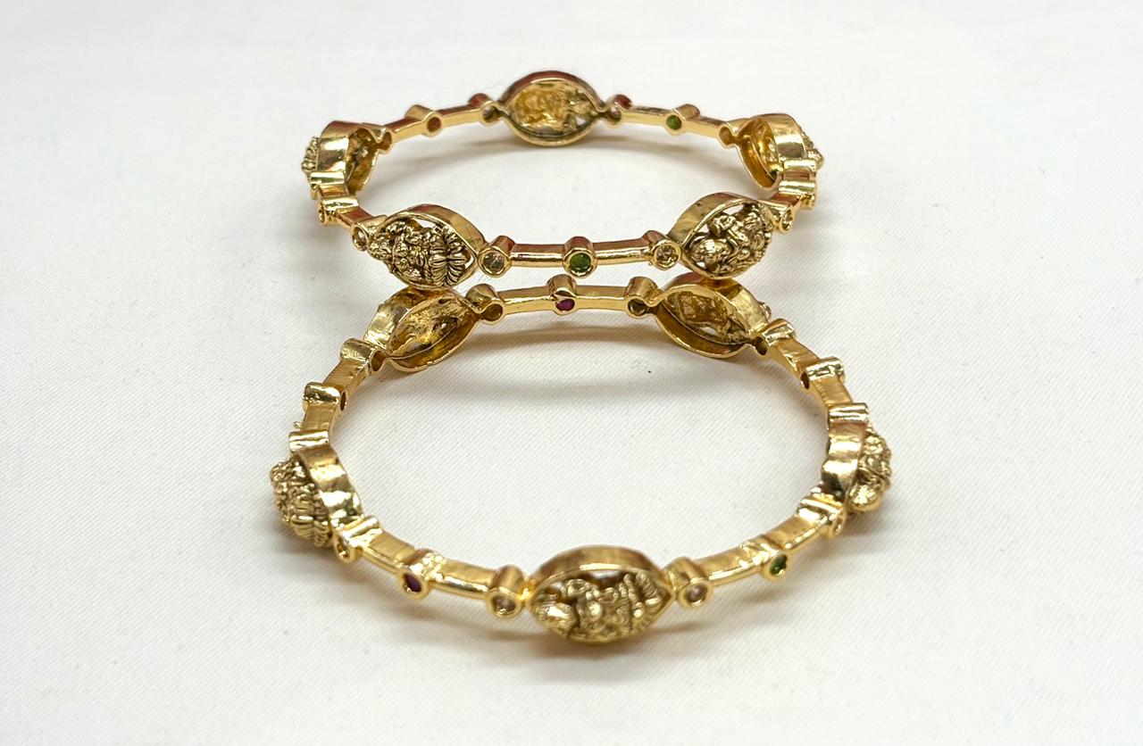 Matte finishing With small stones Lord Lakshmi Bangle