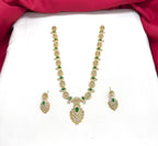 Matte finishing Green Leaf Designed with stones Long Necklace