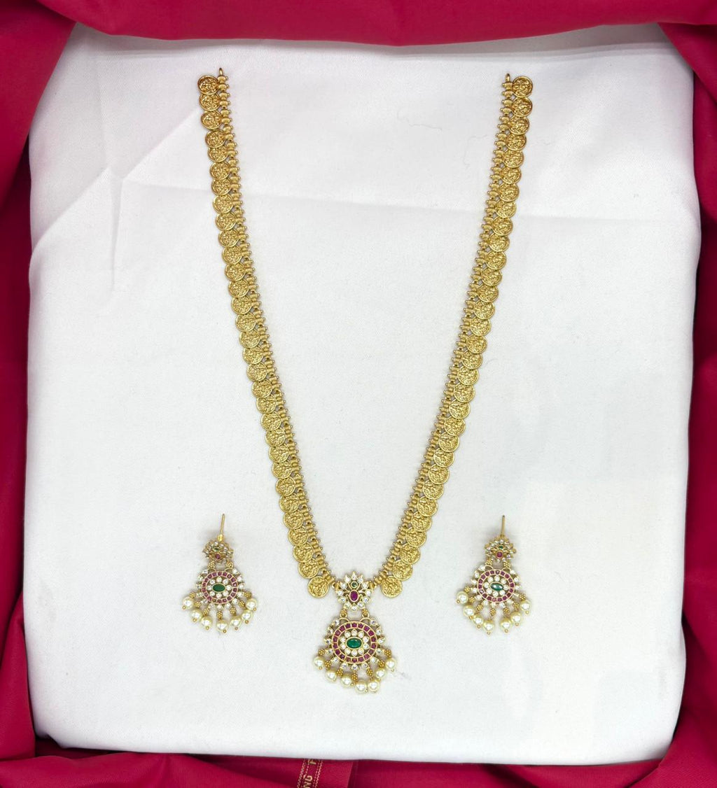 Matte finishing with lord Lakshmi designed Long Haram