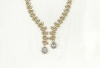 Emerald polki White with American Diamond Drop Short Necklace
