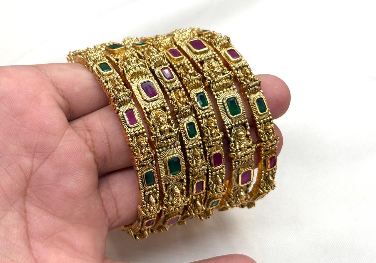 matte finishing with lord Lakshmi 6 pairs Bangle