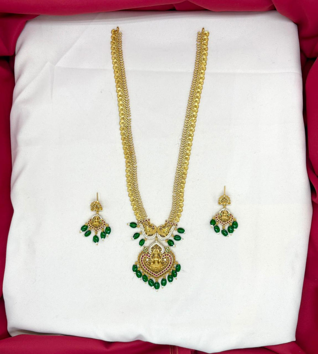Matte finishing with green beads Long haram