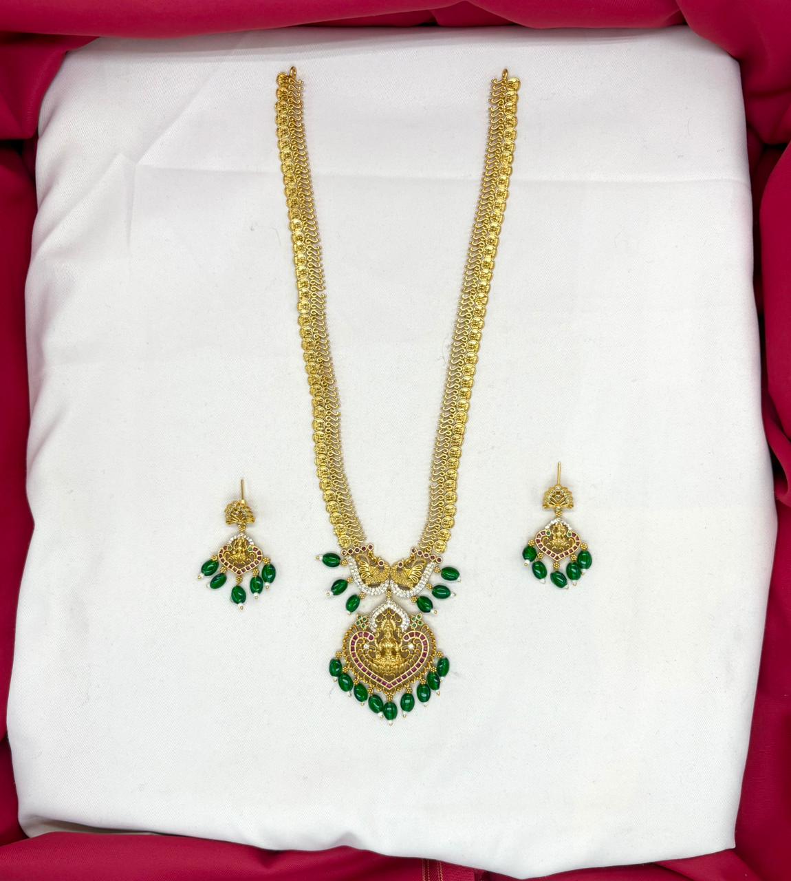 Matte finishing with green beads Long haram