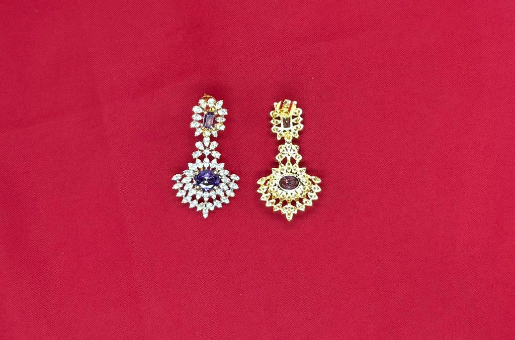G.J polish American Diamond With Purple stone Necklace