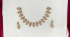matte finishing American diamond and Bbay-pink stone short Necklace